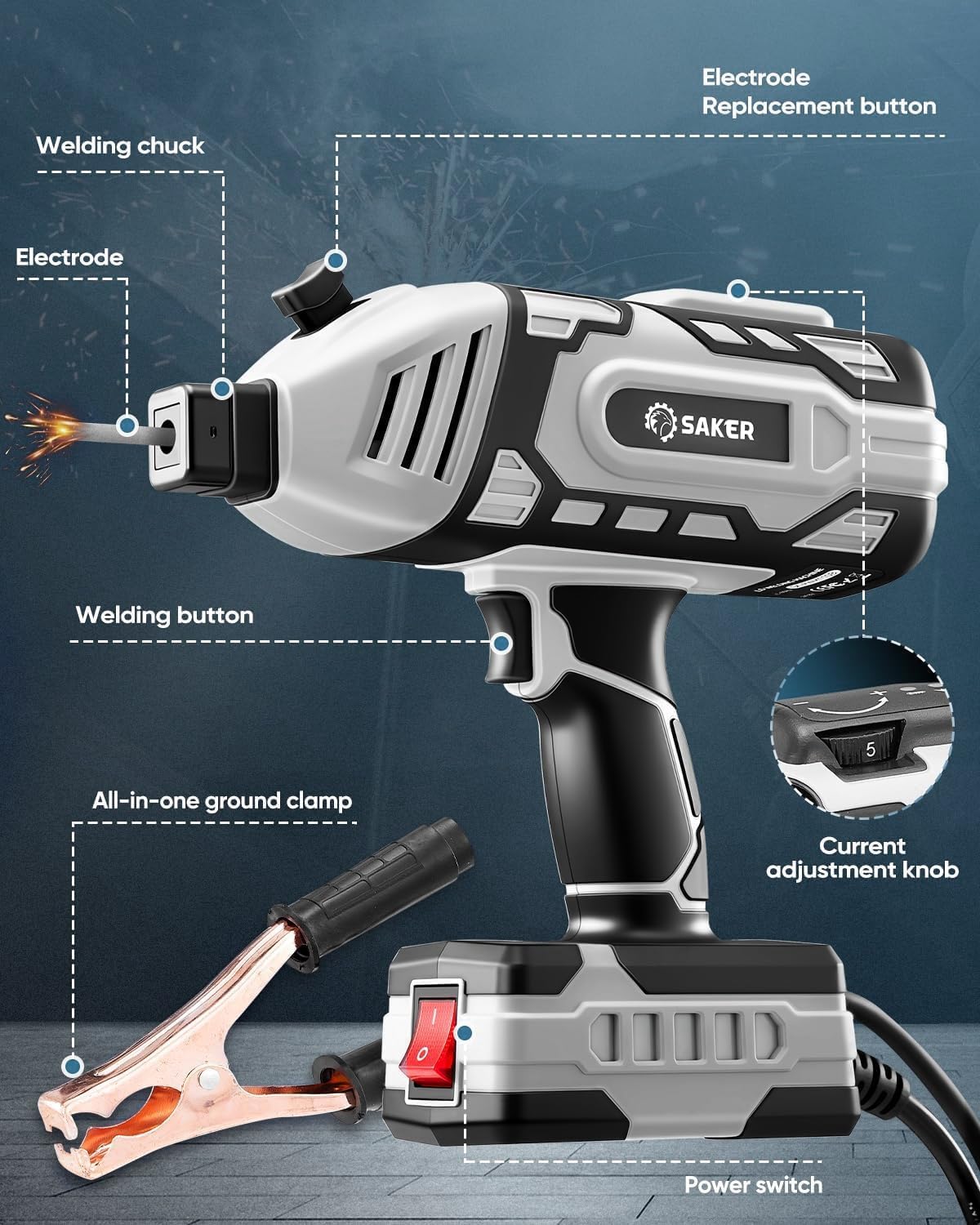 Thumbnail 6 de Saker Portable Welder Handheld Welding Machine with 5-Level Current Adjustment