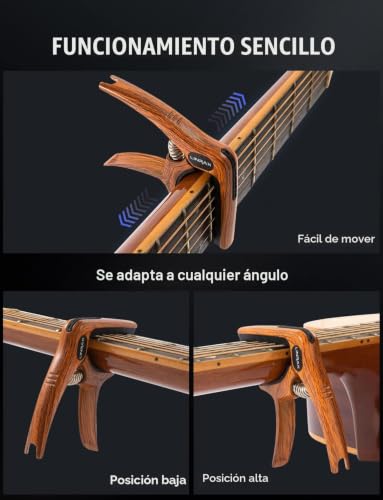 Detalle de Linrax C1 Cejilla Guitarra 3 en 1 con Soporte para Púas y Extractor de Puentes