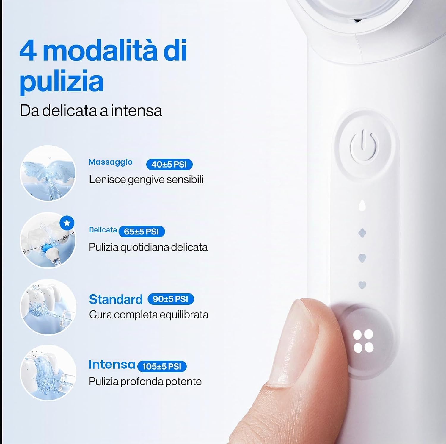 Detalle de USmile Idropulsore orale portatile C10: 4 modalità e batteria fino a 95 giorni