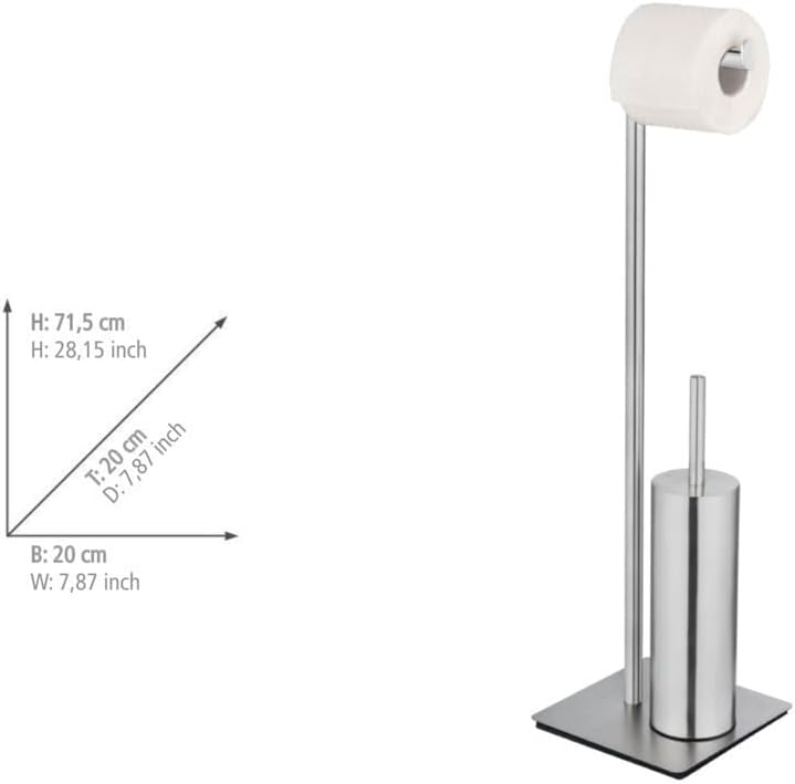 Thumbnail 6 de WENKO Kit d'accessoires pour WC sur Pied Recco – Porte-brosse et distributeur papier en INOX satiné