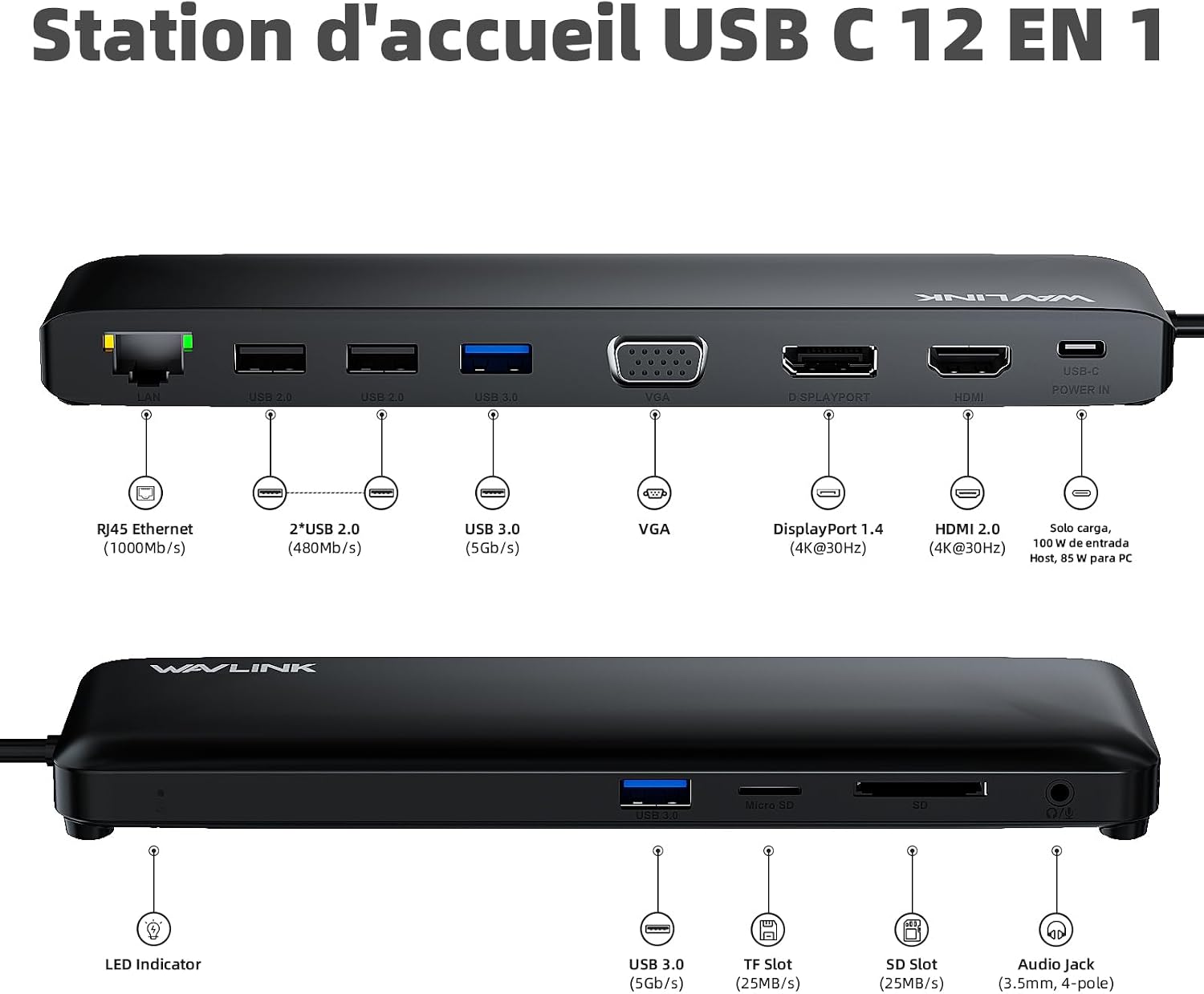 Thumbnail 1 de WAVLINK Station d'accueil USB-C 100 W