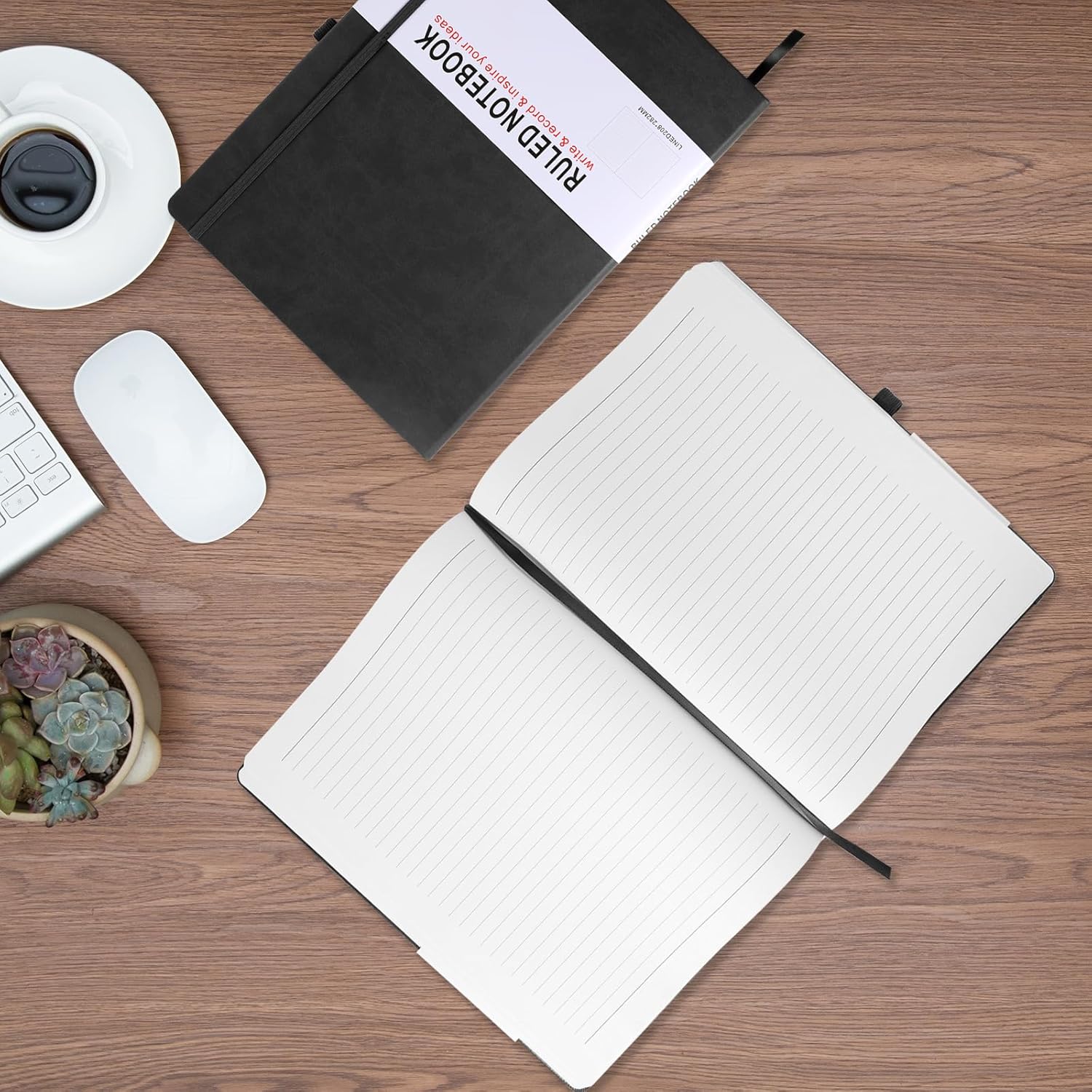 Thumbnail 6 de HIJYOO 2-Pack A4 Ruled Hardcover Journal Notebooks with Elastic Closure, Bookmark & Pen Loop (Purple+Blue)