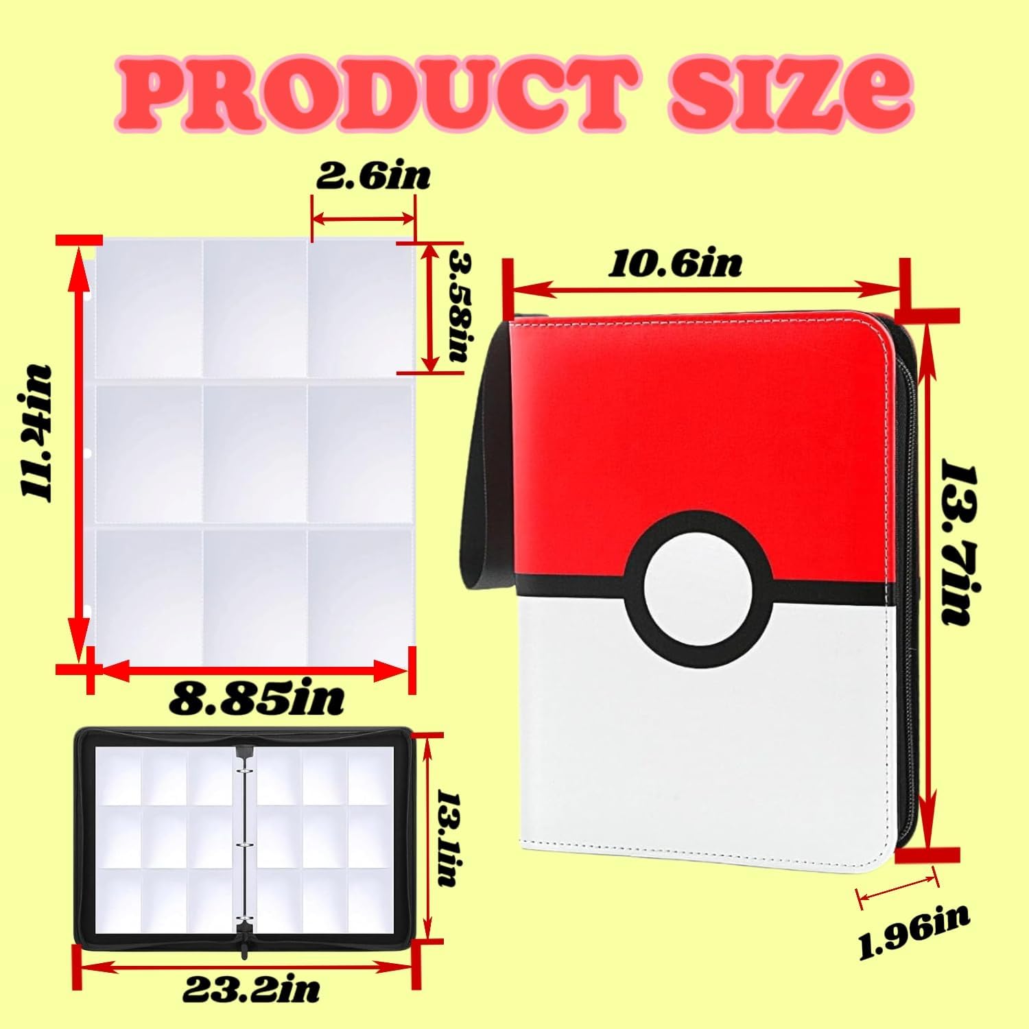 Thumbnail 1 de 9-Pocket Trading Card Binder Holds 900 Cards with 50 Removable Sleeves