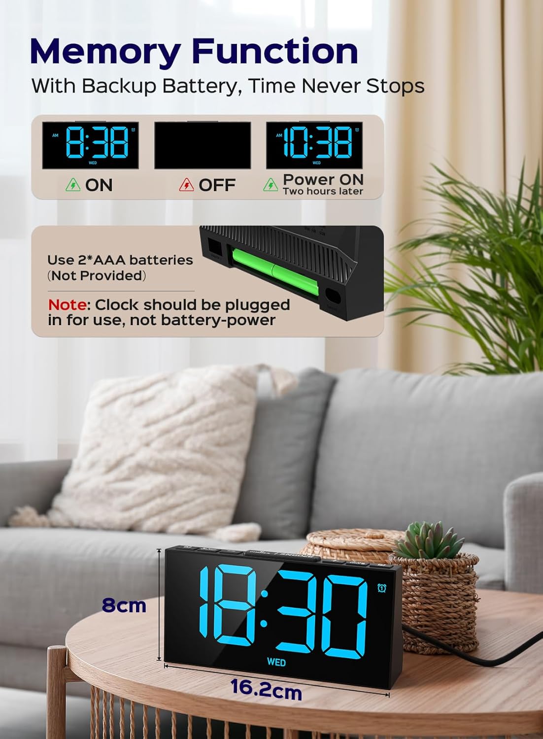 Detalle de GOLOZA Digital Alarm Clock with USB
