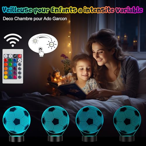 Detalle de Foot Cadeau Garçon – Veilleuse Enfant 3D Football par Linkax