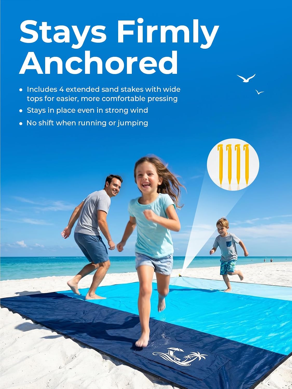Detalle 2 de Solnery SNYCANLSTDZLAN Beach Blanket, 8.2 x 6.8 ft, Sand-Resistant Nylon