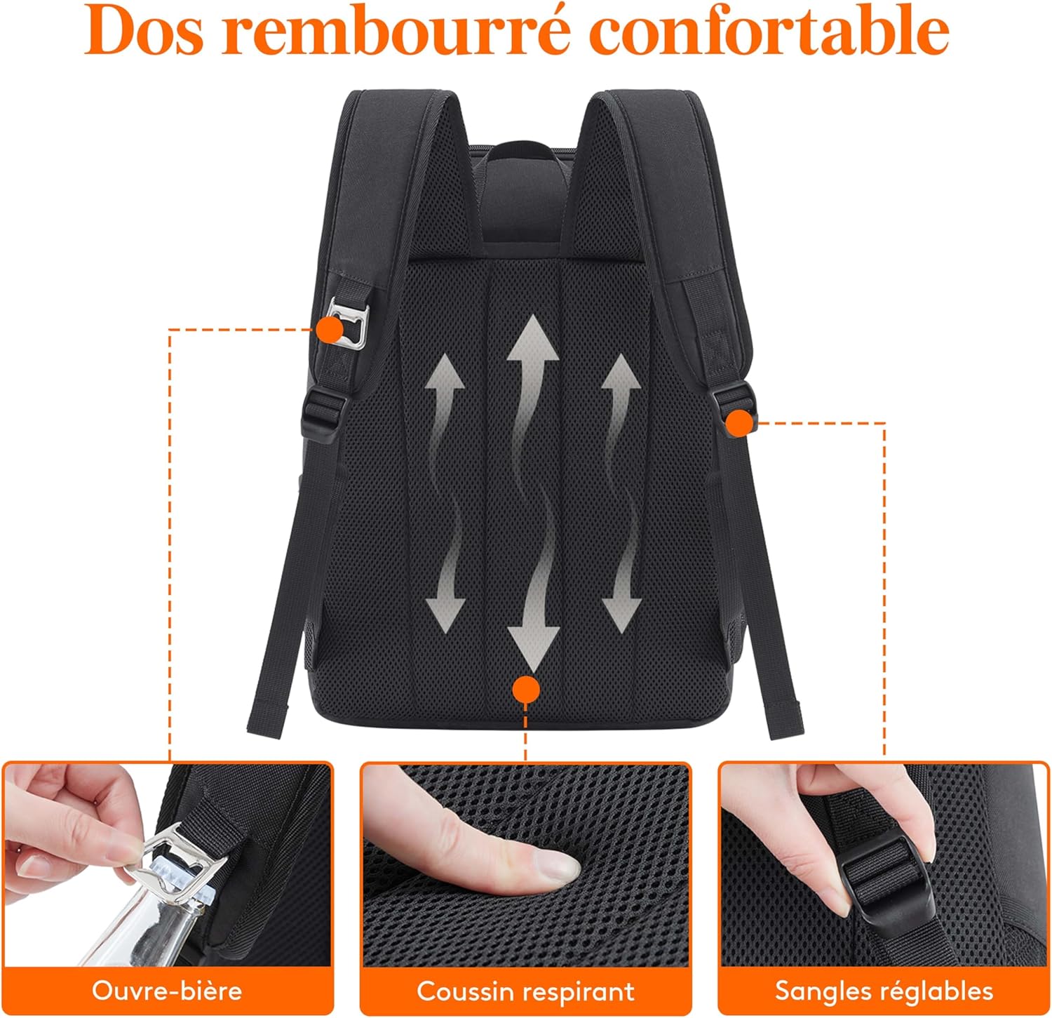 Thumbnail 6 de Lifewit Sac à Dos Isotherme Grand Glacière Souple 26L, Noir