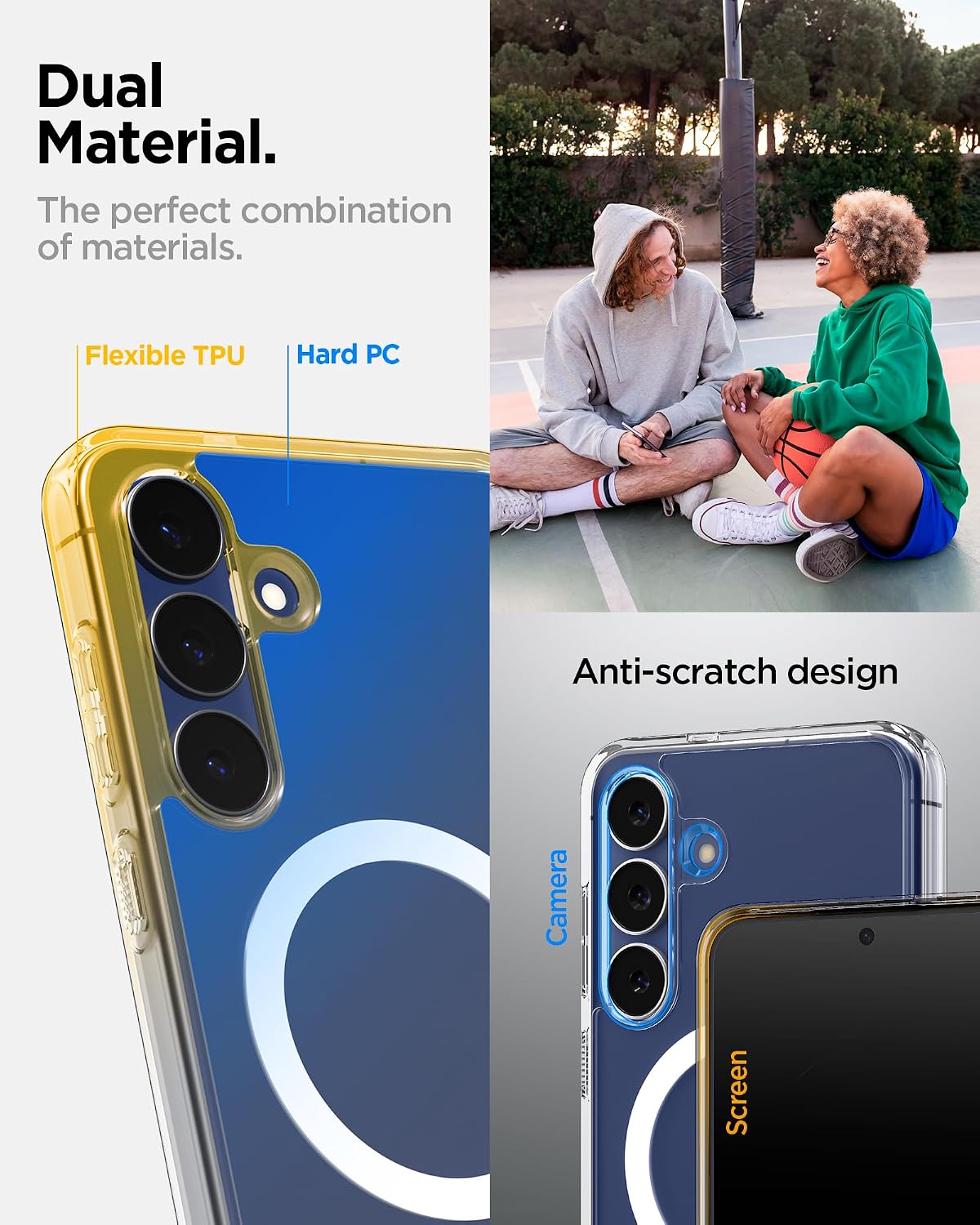 Detalle 2 de Spigen Cover Ultra Hybrid MagFit per Galaxy S25 FE, compatibile MagSafe – Clear White