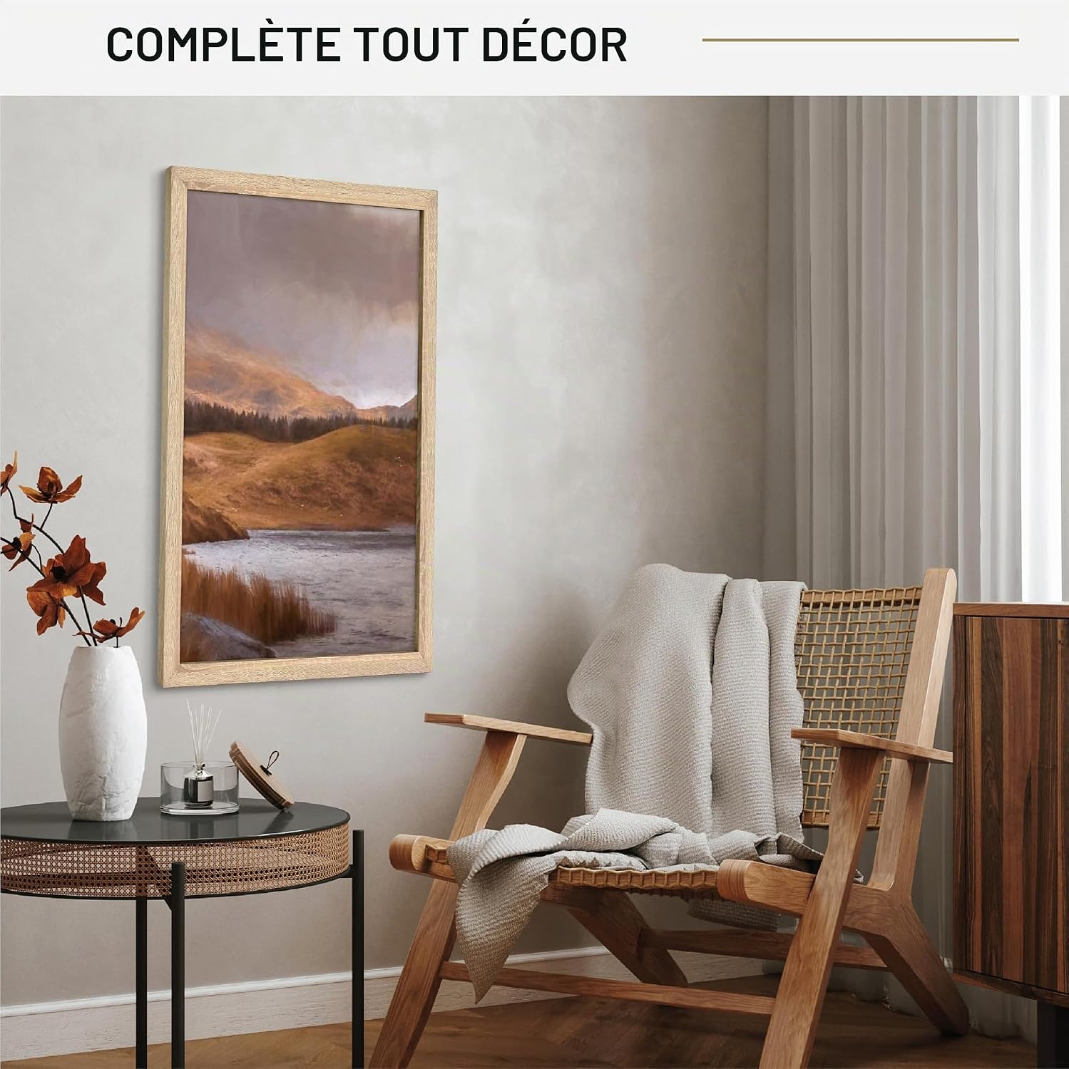 Detalle de MCS Cadre Poster Studio Gallery 45,7 x 61 cm – Cadre bois naturel MDF, fixation murale horizontale ou verticale