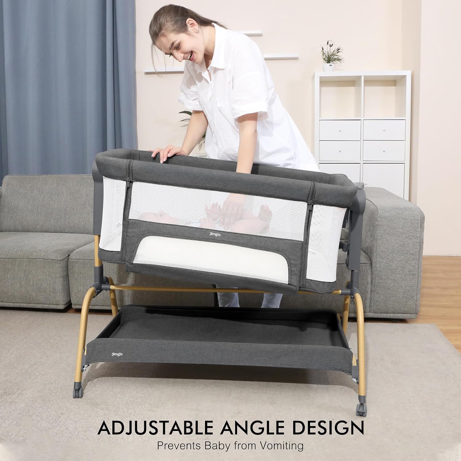 Detalle de Jimglo 3 in 1 Baby Bassinet 6-Height
