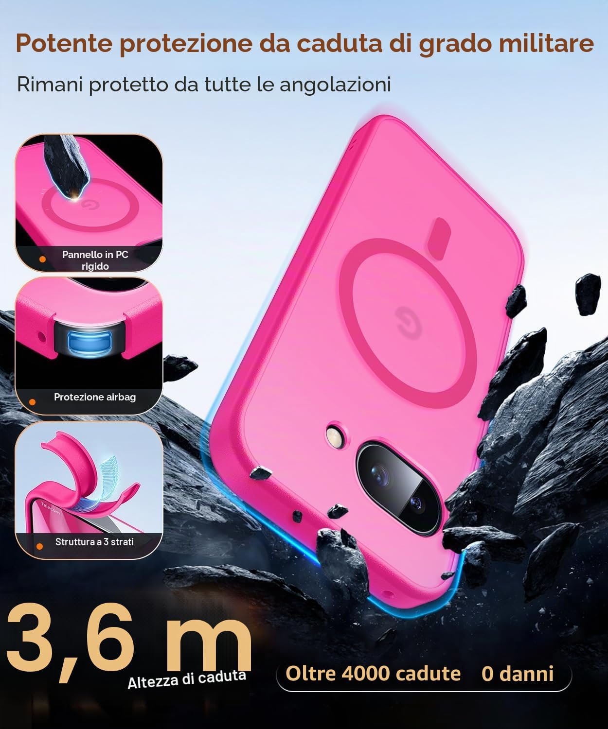 Detalle de CANSHN Magnetica Cover per Google Pixel 9a (6.3”) – protezione fotocamera a copertura totale, retro opaco e design sottile