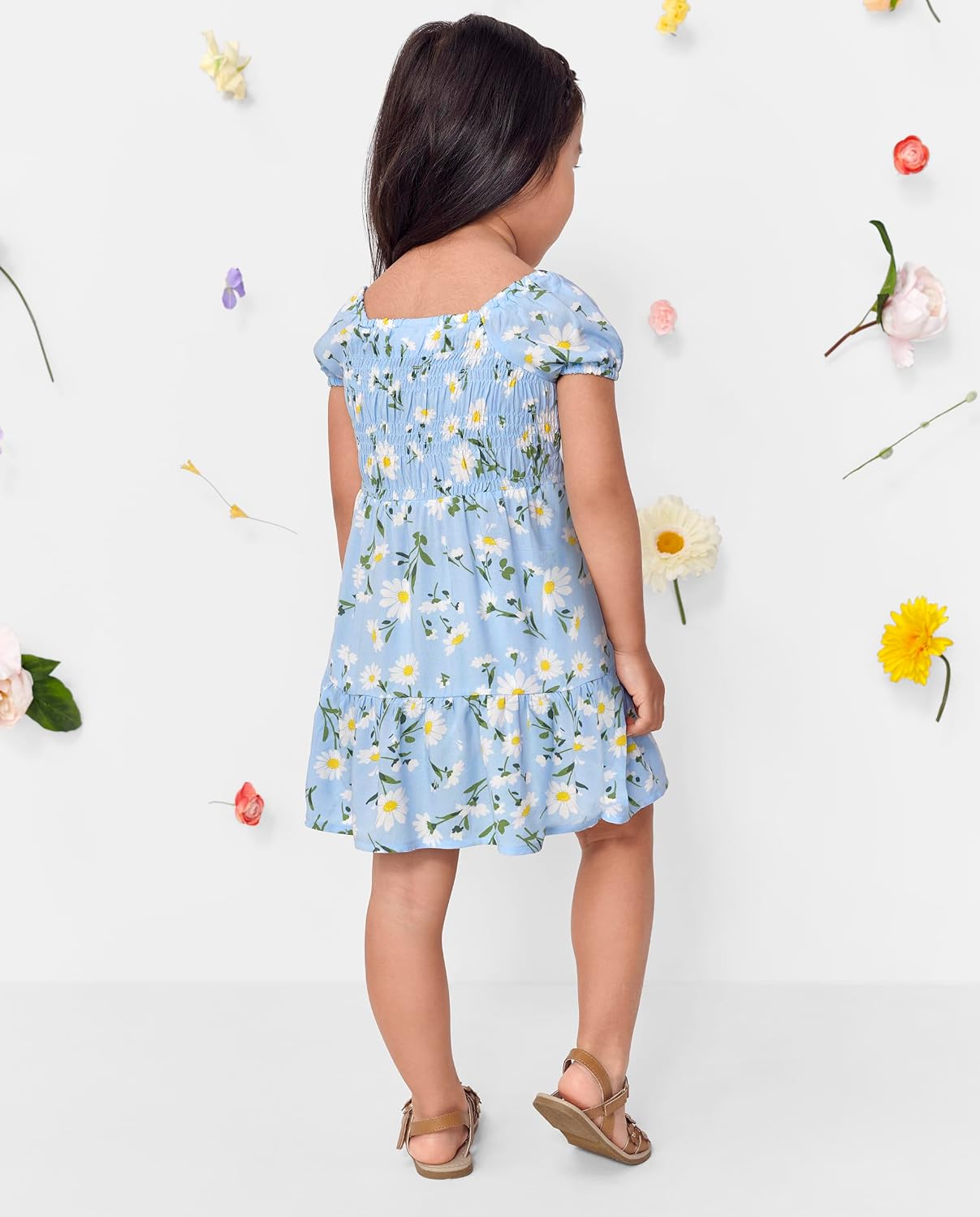 Detalle 2 de The Children's Place Baby-Girls and Toddler Short Sleeve Casual Dress, Daisy Print