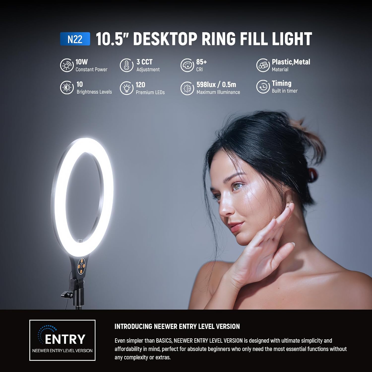 Detalle 2 de NEEWER N22 10.5" desk ring light for streaming