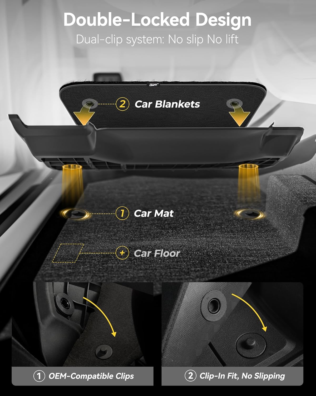 Thumbnail 3 de 3W Floor Mats & Front Carpet Fit for 2015-2026 Ford F-150 / F-150 Lightning – TPE All Weather Heavy Duty with Under-Seat Storage Box