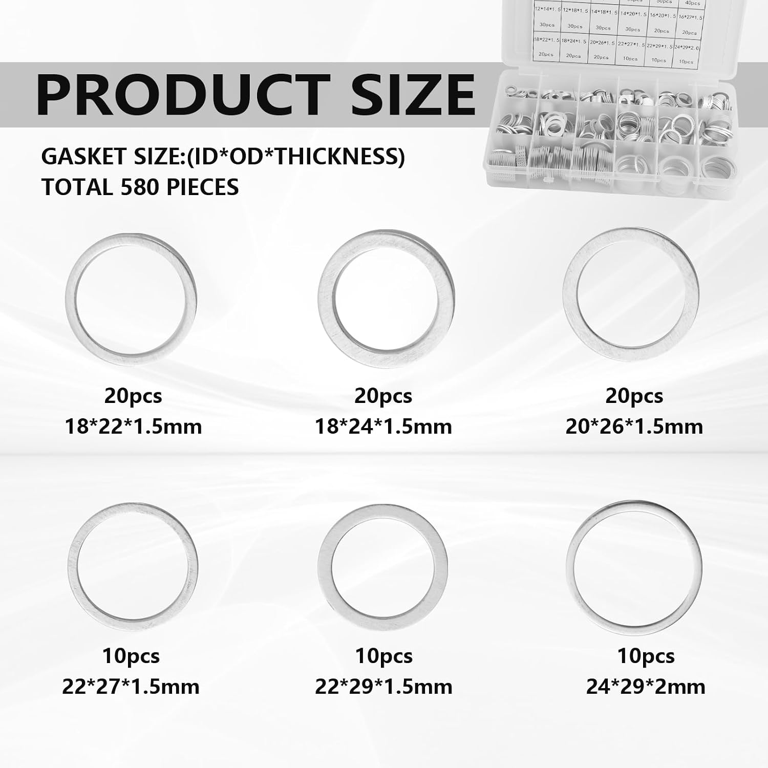 Detalle de Car oil drain plug gasket kit, 540 pieces