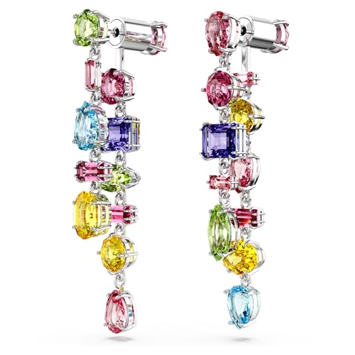Thumbnail 2 de Swarovski Orecchini pendenti Gema – Design asimmetrico, taglio misto, multicolore, placcato rodio