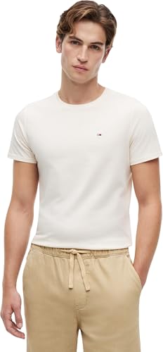 Detalle de Tommy Jeans Camiseta para Hombre TJM Xslim Jersey Tee S/S – Beige Calico XXL