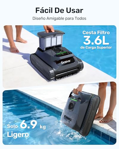 Detalle de Gosvor (Nuovo 2026) Robot limpiafondos y paredes con APP y doble filtración, hasta 200 m²