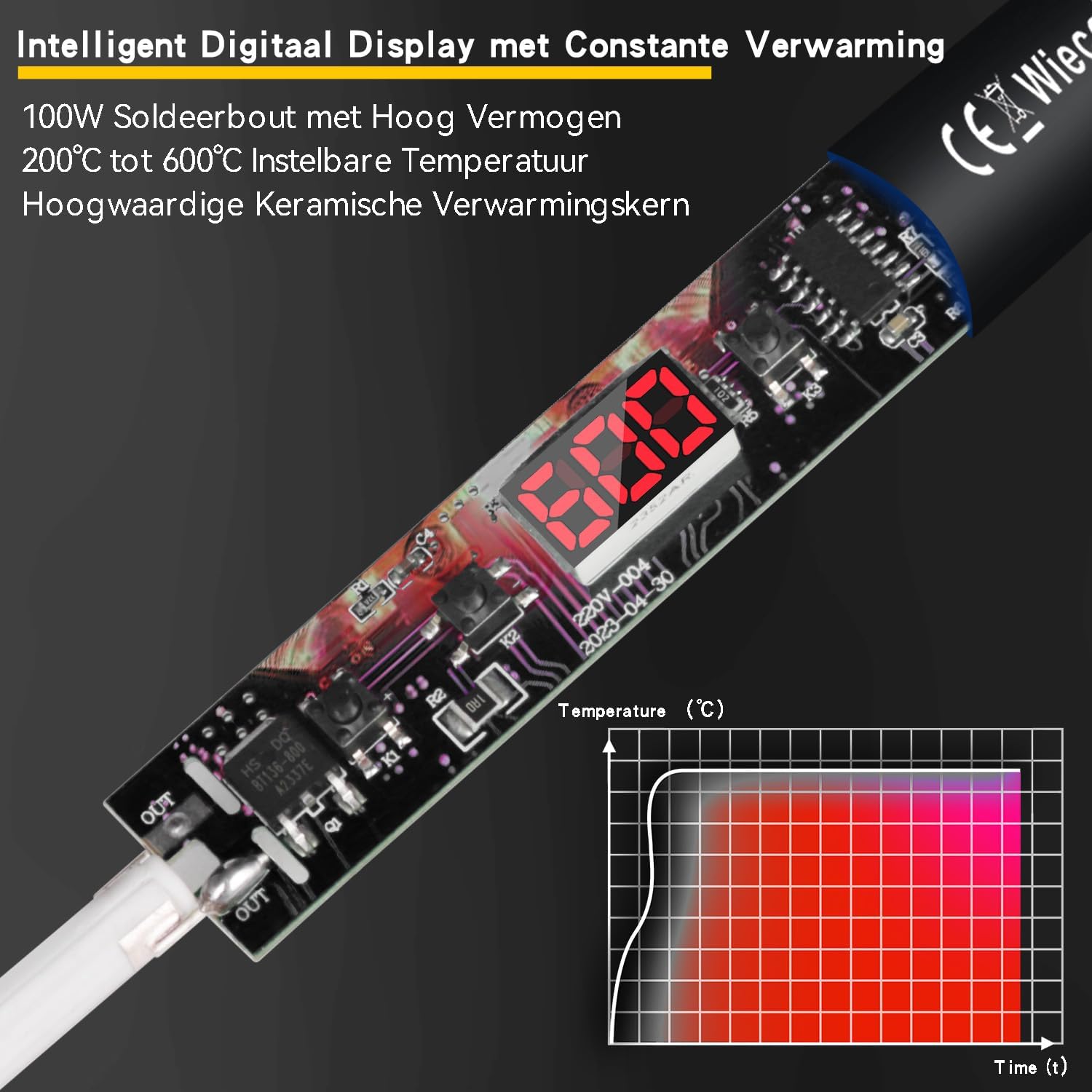 Thumbnail 5 de Wiecok 908 soldeerbout 100 W met lcd-scherm en instelbare temperatuur