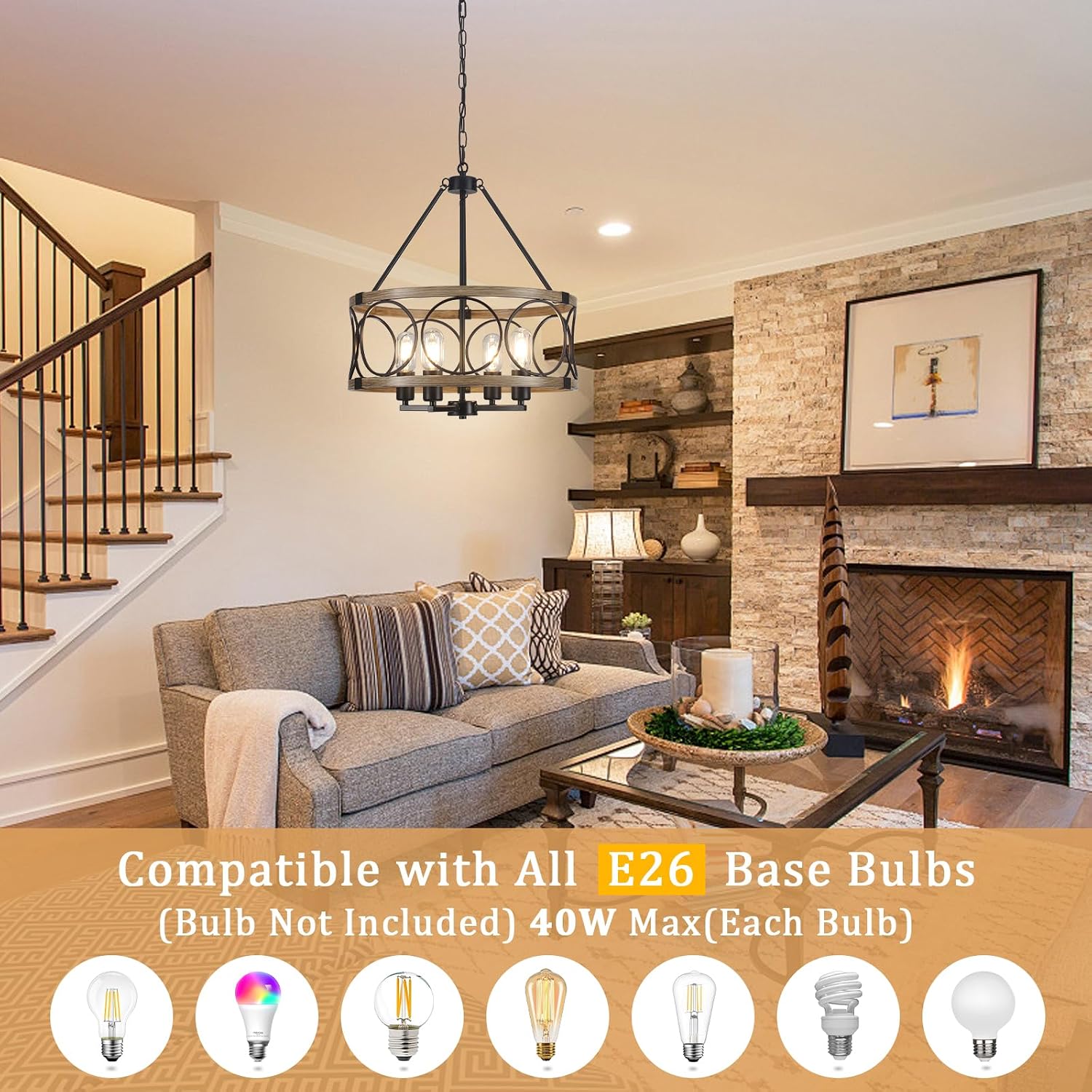 Thumbnail 1 de SLBWQ Farmhouse chandelier, 4-light