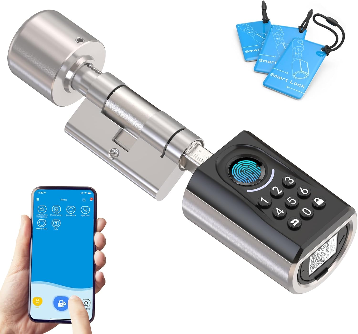 Detalle de WELOCK Türschloss Fingerabdruck ToucA51 – 6-in-1, IP65, App & WLAN-Anbindung