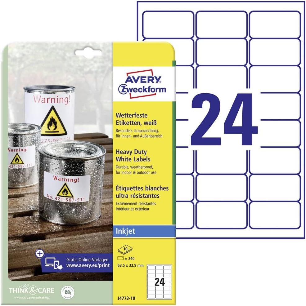 Detalle de AVERY Zweckform J4773-10 Etichette 240 pezzi