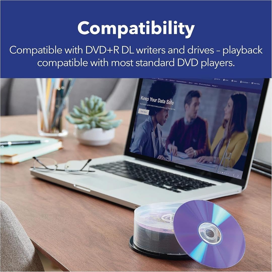 Thumbnail 3 de Verbatim DVD+R DL 8,5 GB 8x, białe płyty do nadruku, 50 sztuk
