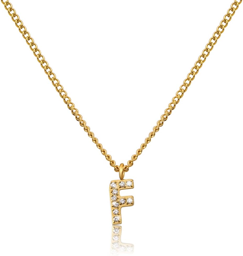Detalle de GD GOOD.designs Chaîne lettre en or pour femme – pendentif initiales en zirconium, acier inoxydable doré
