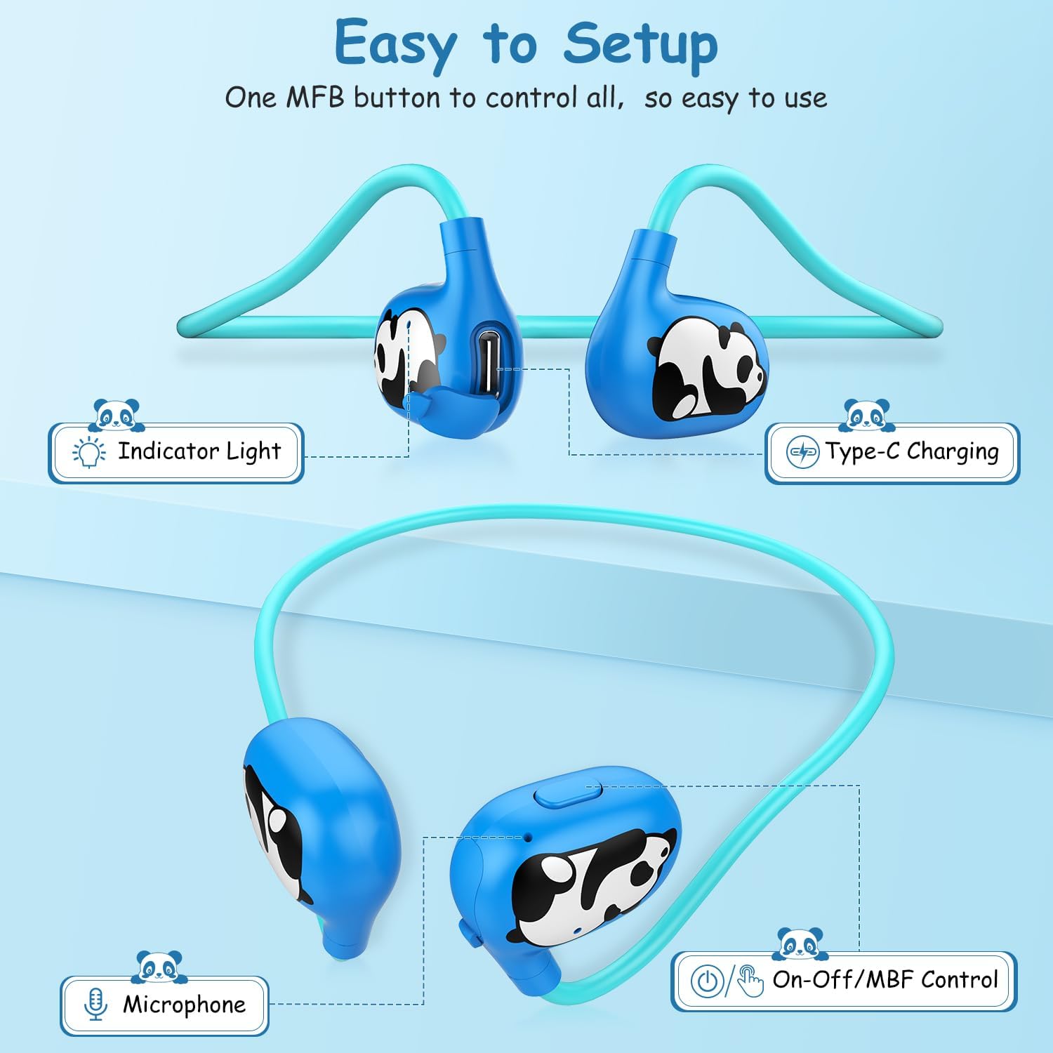 Thumbnail 6 de iDIGMALL Cute Panda Open Ear Headphones