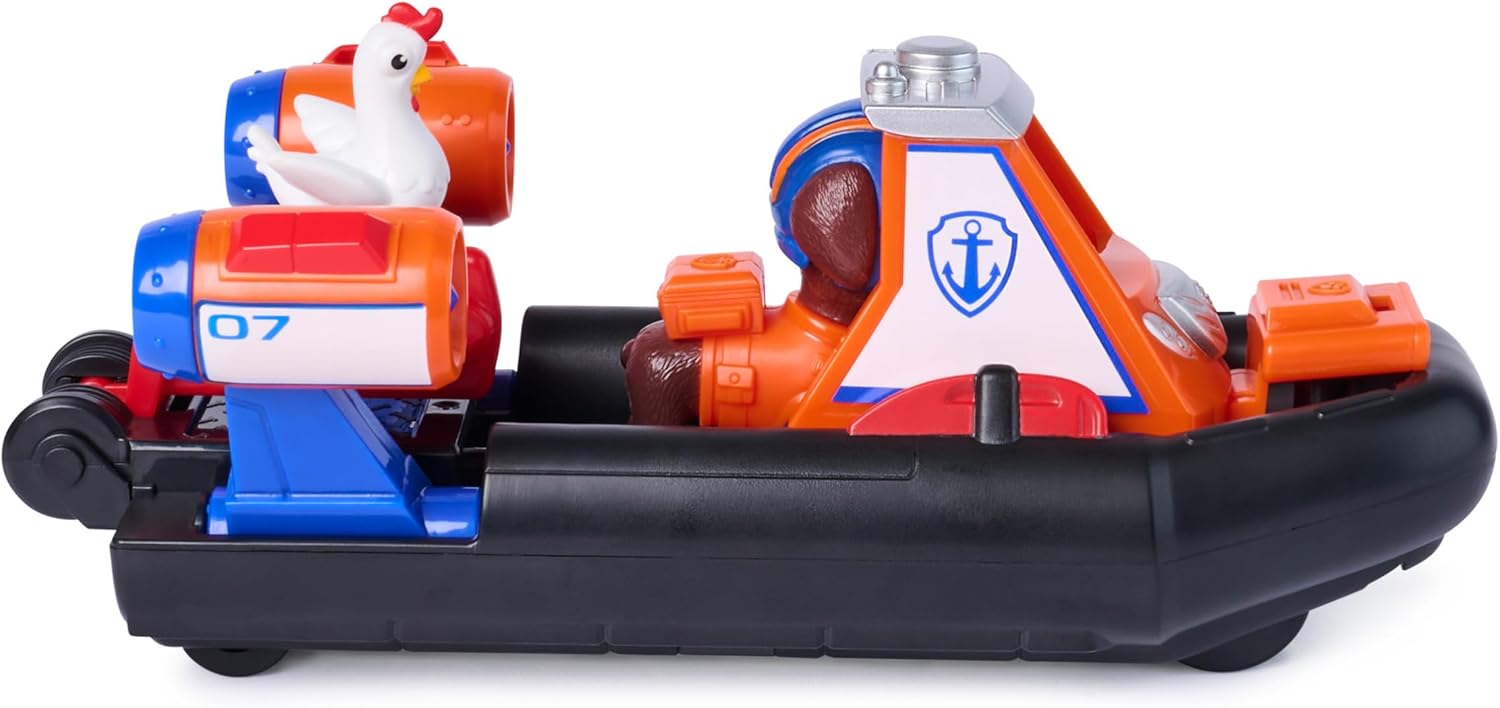 Detalle de Paw Patrol Search and Rescue Zuma Rescue Hovercraft Water Vehicle with Pull-Back Action and 2 Figures (Ages 3+)