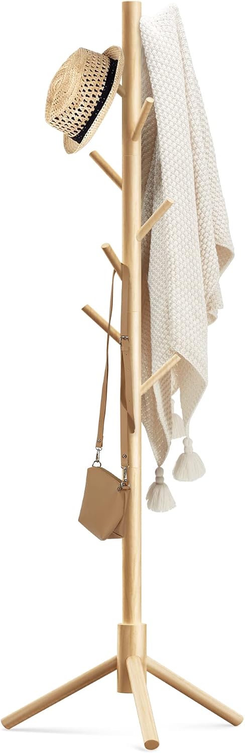 Detalle de Haddockway Wooden Coat Rack with 8 Hooks ⚙