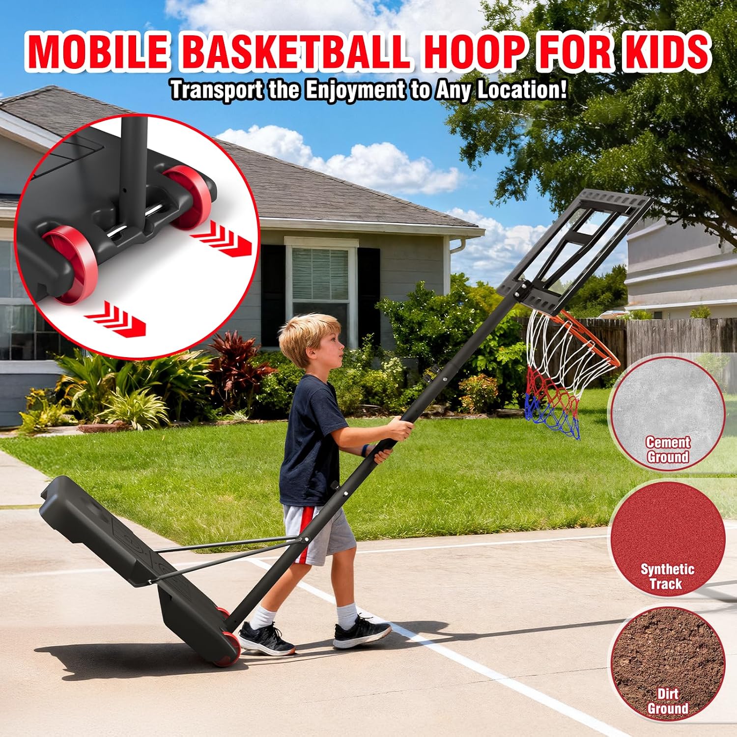 Thumbnail 5 de Yohood Kids Basketball Hoop Portable Adjustable Goal, 3–7 ft