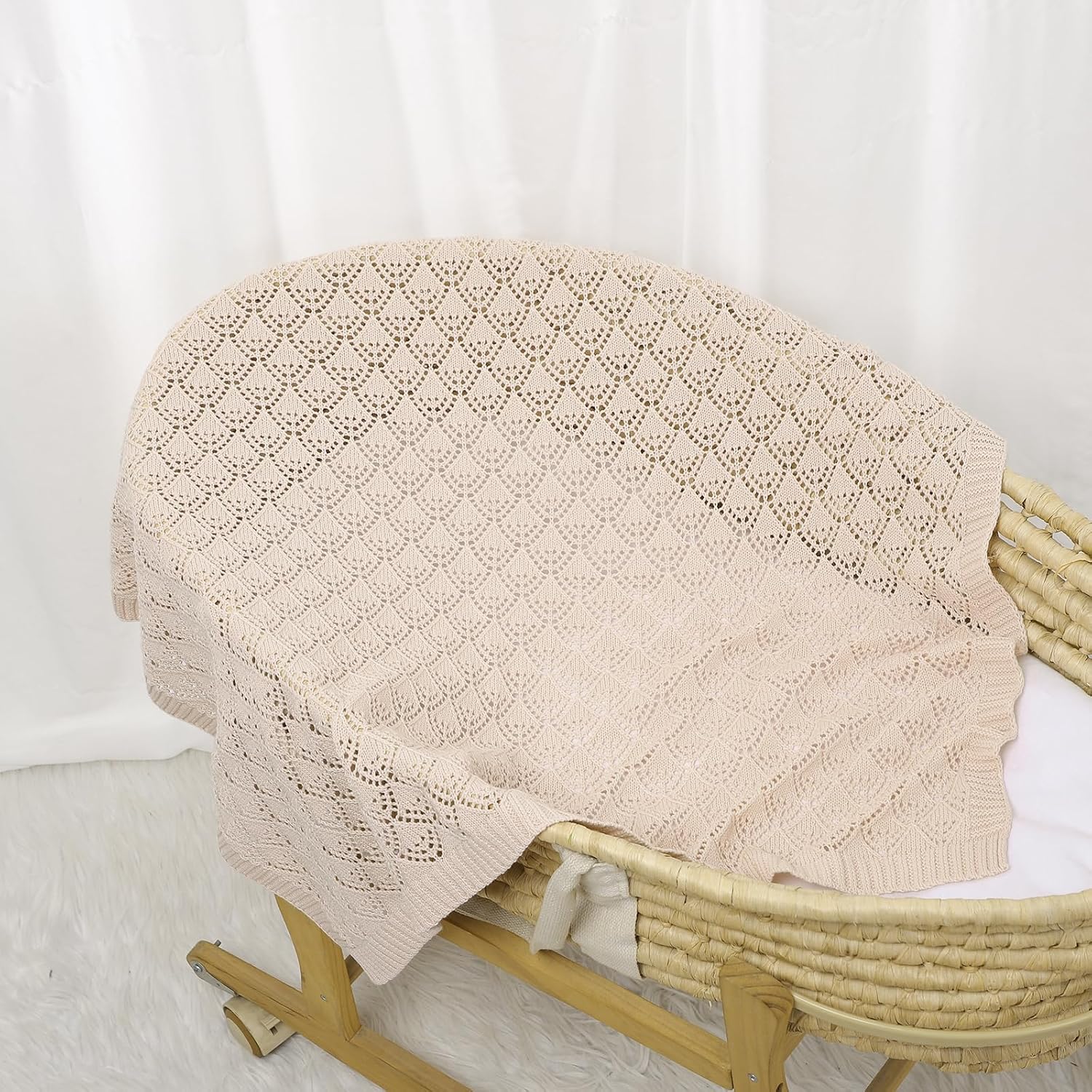 Thumbnail 6 de Neiwech cellular baby blanket 100 x 80cm beige