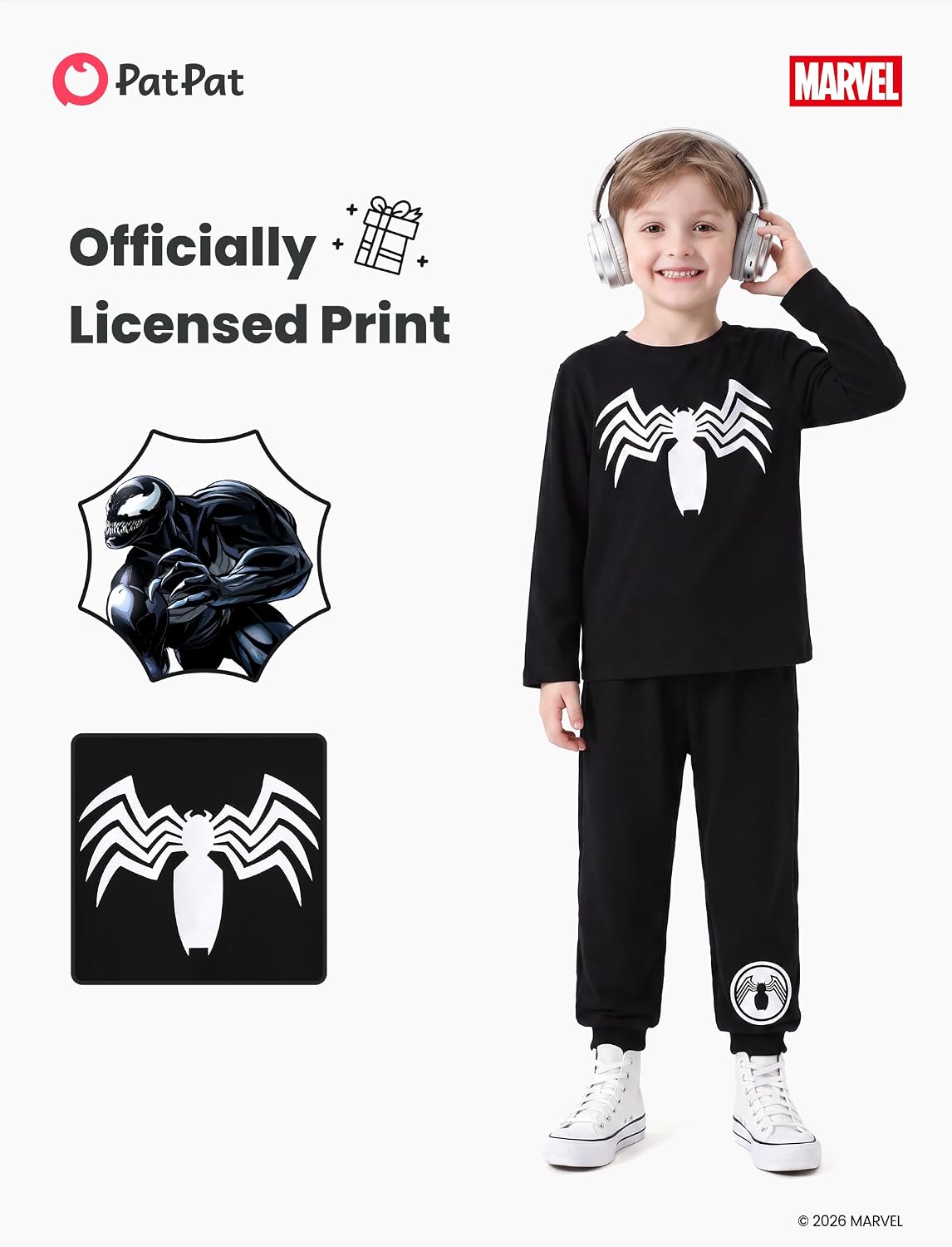 Detalle de Disney Marvel Teen Boy Long Crewneck Sweatshirt Pants Set, Spider-Man Graphic, Ages 2–9