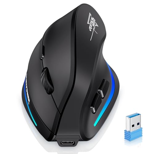 Detalle de ECHTPower 2025 Update: Souris Ergonomique sans Fil — Silencieuse et Réglable jusqu’à 4800 DPI
