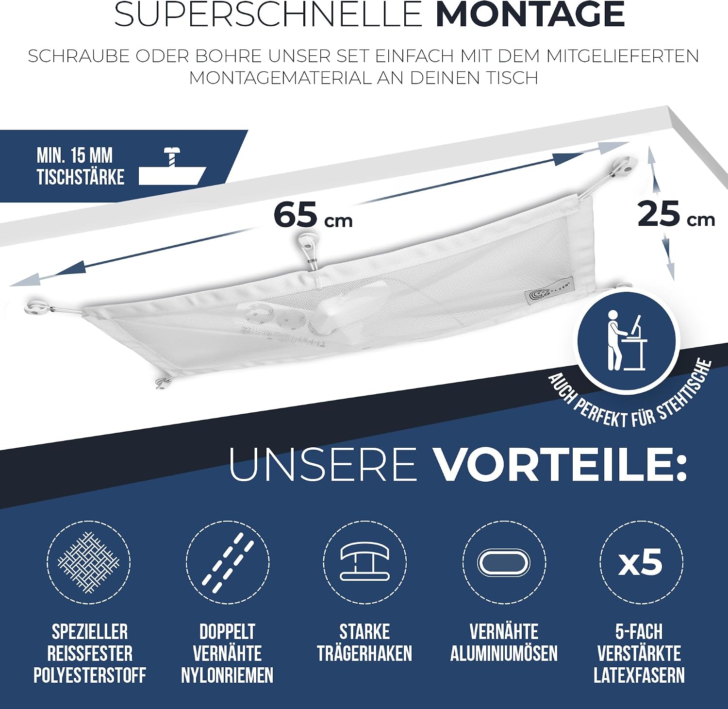 Detalle de Kabelnetz Schreibtisch für Kabelmanagement – flexibler Kabelkanal, 66 × 24 cm, inkl. Tubo-Set