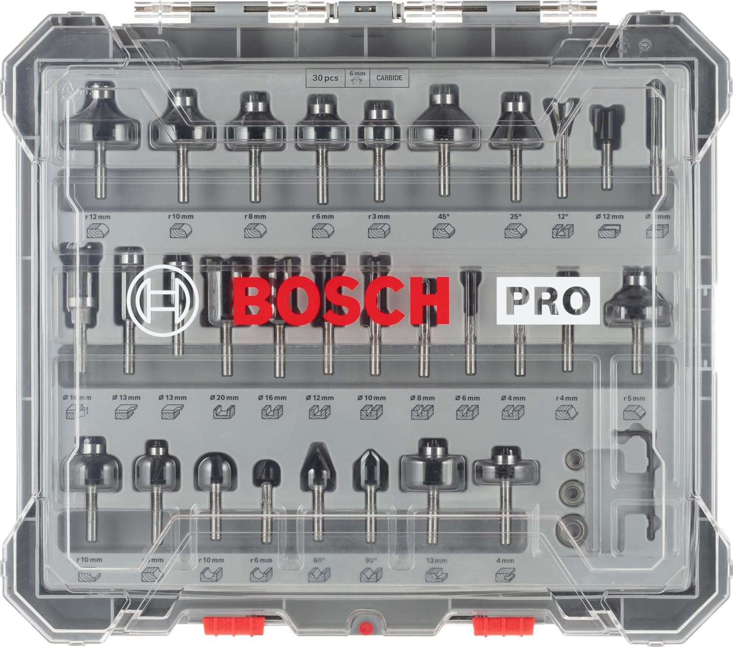 Detalle 2 de Bosch Accessories – Fraisage mixte bois pour défonceuse, tige 6 mm (lot de 30) multicolore
