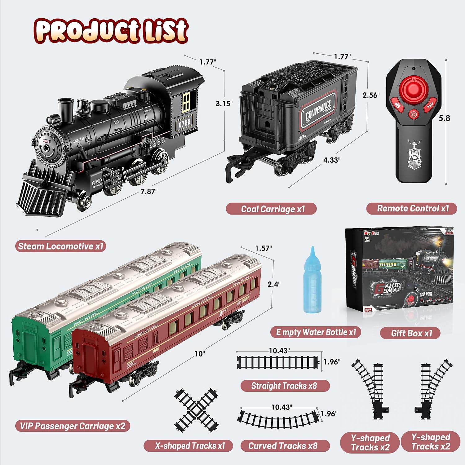 Detalle 2 de Hot Bee HL-rc Remote-Control Train Set with Metal Engine, Smoke and Light-Up Cars