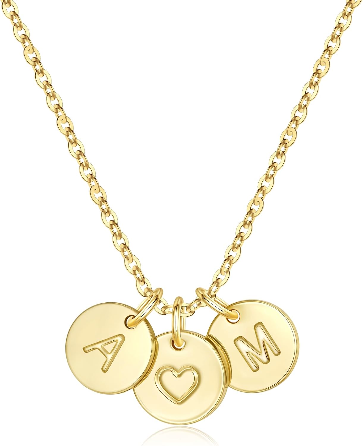 Detalle de TINGN Herz Halskette mit zwei Buchstaben, 14K Gold vergoldet, für Damen & Mädchen