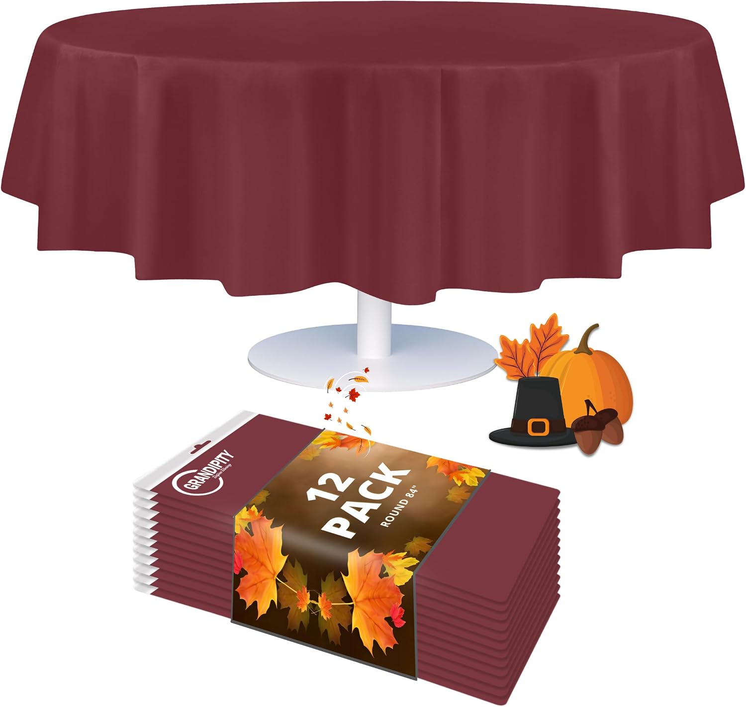 Detalle de Grandipity High-Quality Plastic Tablecloth, 54 in x 108 in, Burgundy (Rectangular), Pack of 6 or 12