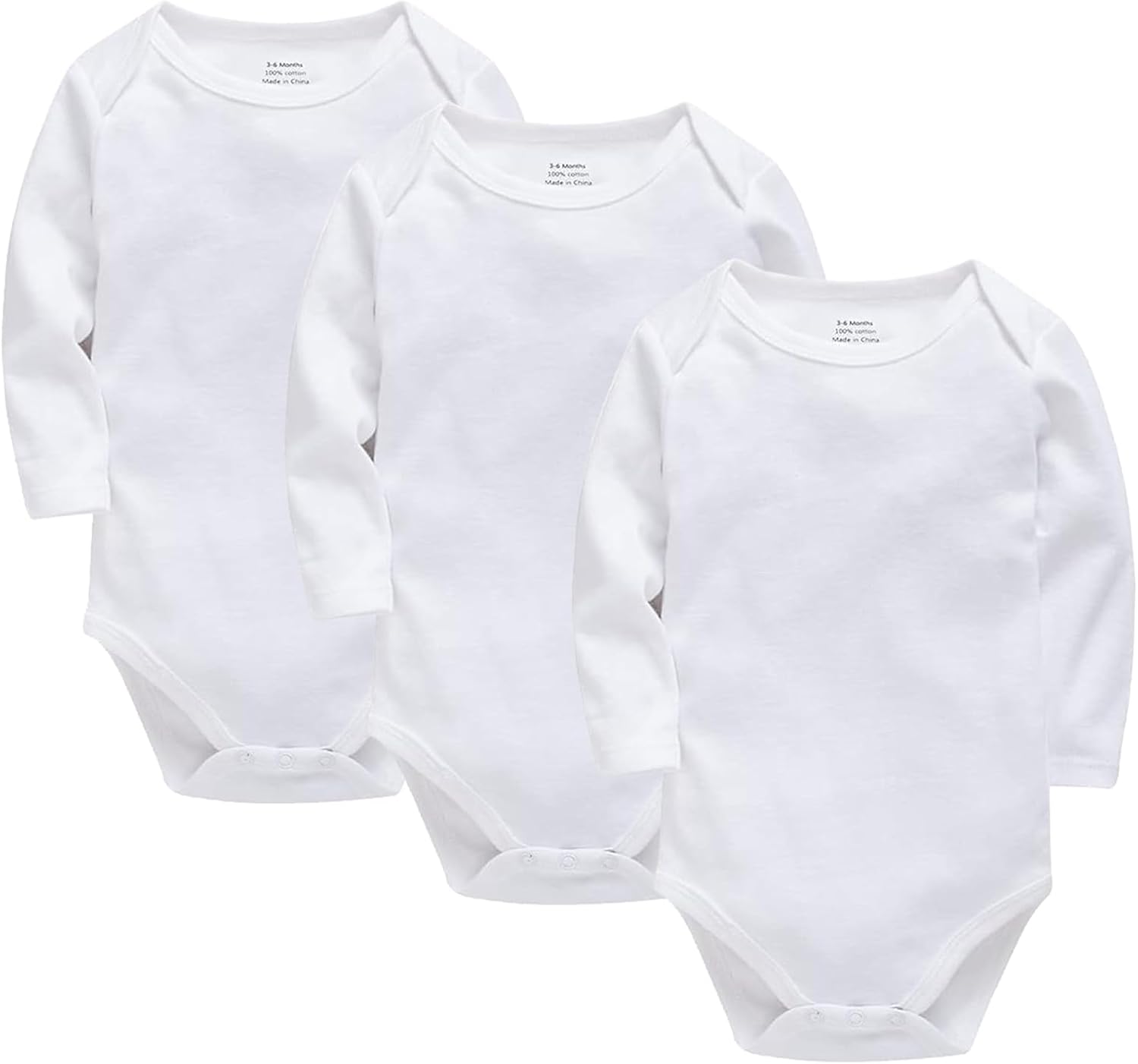 Detalle de wocharm Long Sleeve Baby Bodysuit Vests – 3 Pack
