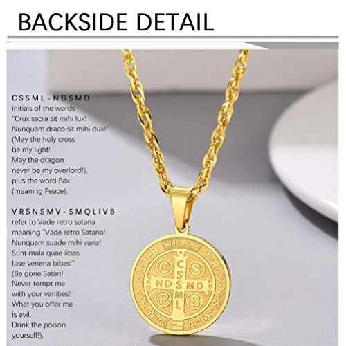 Thumbnail 2 de PROSTEEL San Benito de Nursia – Cruz Oro con Medalla y Cadena Dorada 55 cm Ajustable