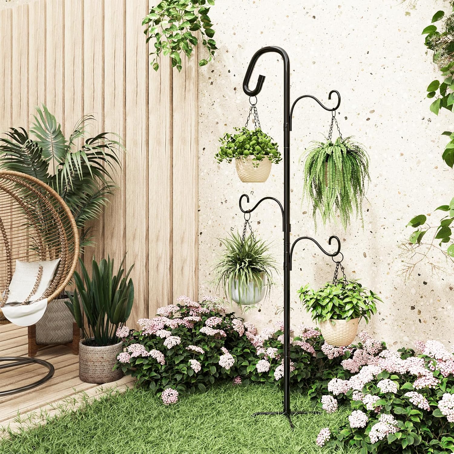 Thumbnail 1 de Bamworld Shepherds Crook Garden Hooks 61in adjustable height hanging pole with 5-prong base