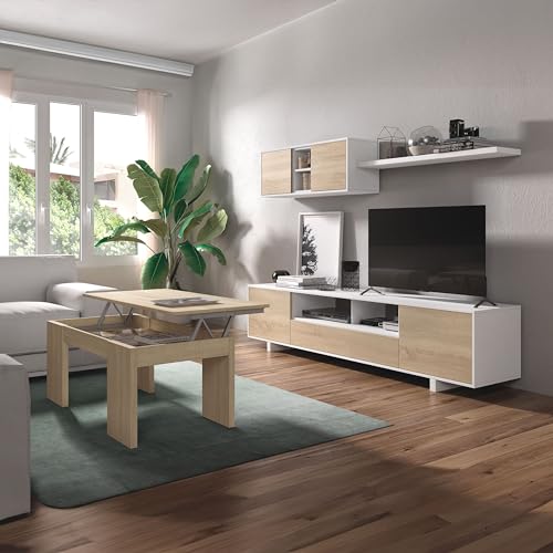 Thumbnail 7 de Habitdesign Mueble de Salón Belus Blanco Brillo y Roble Canadian 🛋
