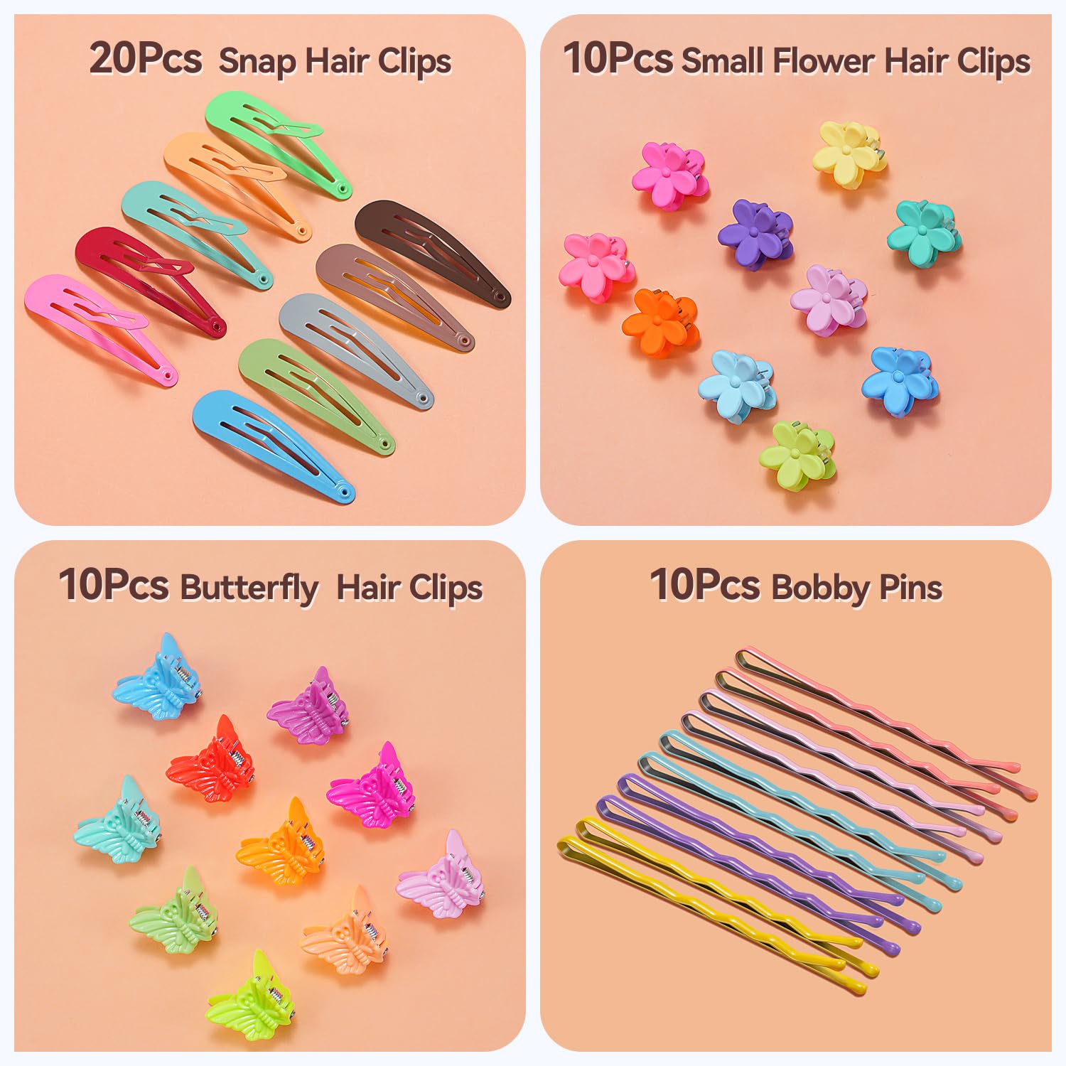 Detalle de TsMADDTs Hair Accessories Set, 6-Color Elastics, Clips and Styling Tools