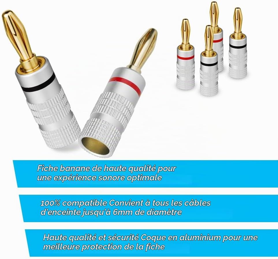Thumbnail 5 de Aolso banaanstekkers, set van 4 met vergulde afwerking voor kabels tot 4,5 mm²