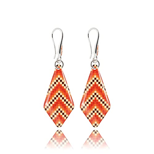 Detalle de Dragon Porter Style 16, boucles d’oreilles pendantes zèbre orange, plaqué argent 925