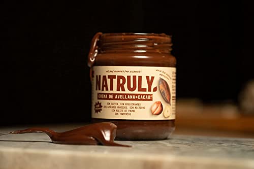 Detalle 2 de NATRULY Crema de Avellanas y Cacao sin azúcar y sin edulcorantes (43% avellana) – Pack 2 × 285 g