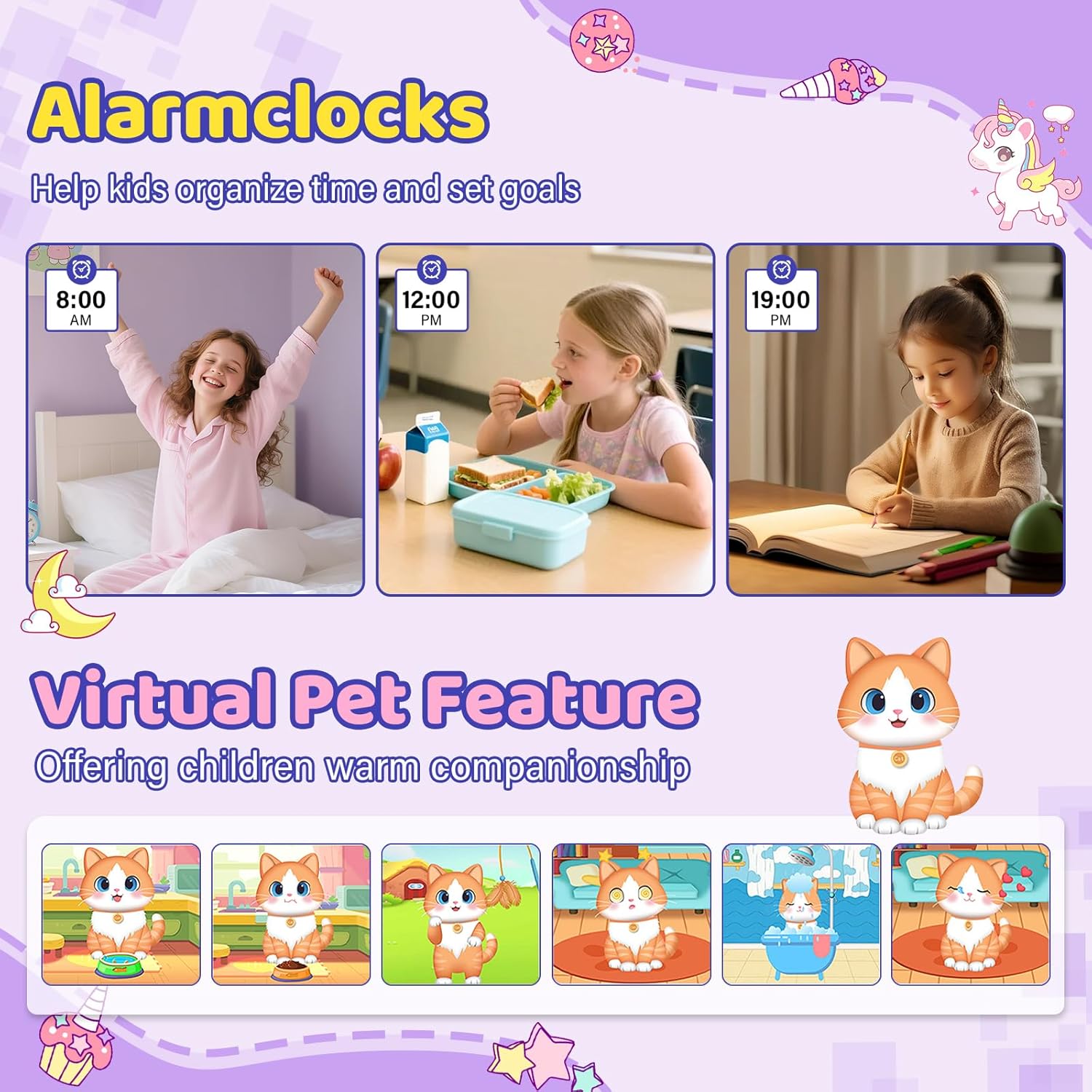 Detalle 2 de Kids smart camera toy with dual cameras, 1.8-inch touchscreen and learning games (Purple) for ages 3-12