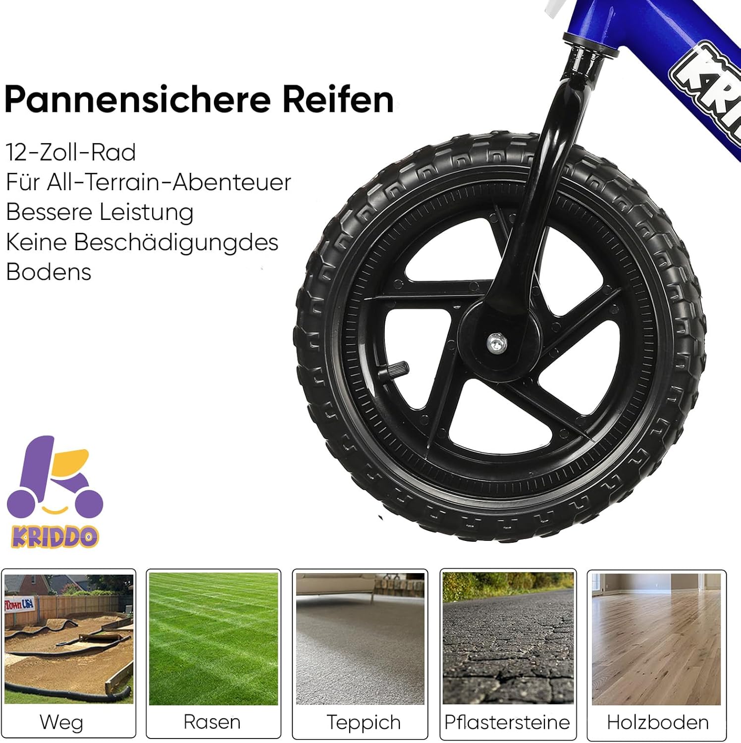 Thumbnail 5 de KRIDDO Kinder Laufrad ab 2 Jahren – 12-Zoll Balance Bike mit personalisierbarem Schild
